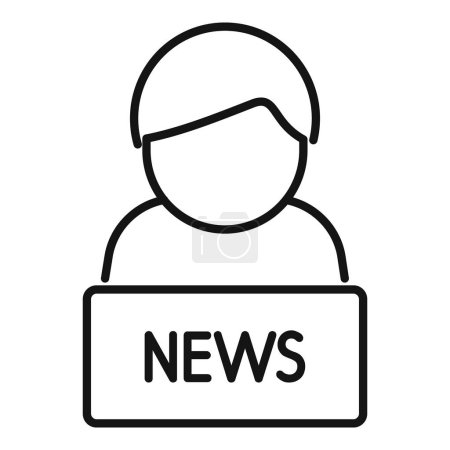 Outline icon of a journalist holding a sign with the inscription news
