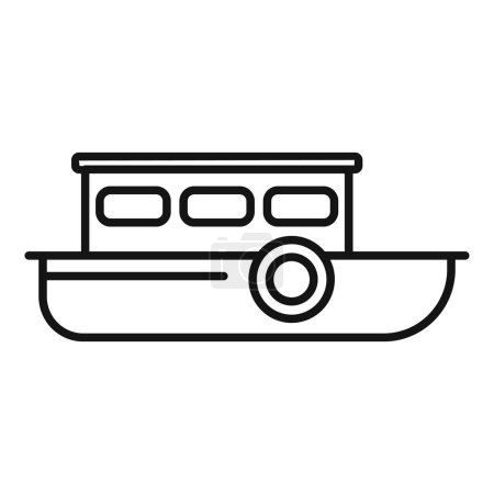 Illustration for Simple outline icon of a passenger ship sailing on water, perfect for travel and tourism related designs - Royalty Free Image