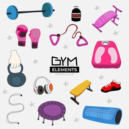 Illustration for Fitness Equipment Vector Illustration Collection. - Royalty Free Image