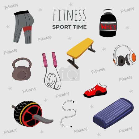 Illustration for Fitness Equipment Vector Illustration Collection. - Royalty Free Image