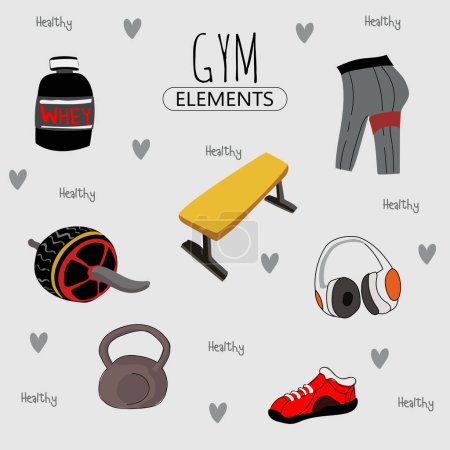 Fitness Equipment Vector Illustration Collection.