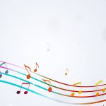 bright party multicolor banner with music notes for party design and event posters