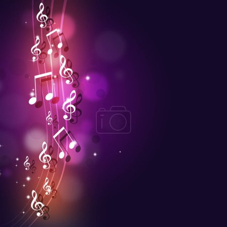 music note lights color diso retro party poster for retro night events