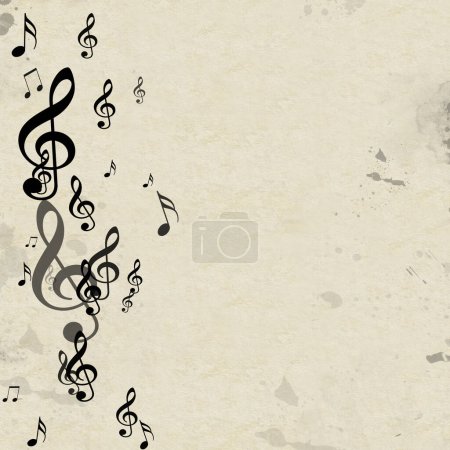 Téléchargez les photos : Fond de musique classique avec notes de musique sur vieux papier pour flyers de musique cartes et affiches - en image libre de droit