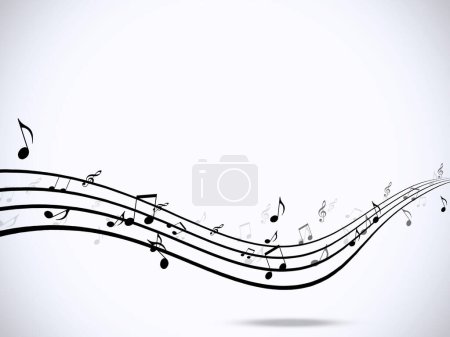 magic music notes curves, flying and playing singing for party backgrounds and flyers