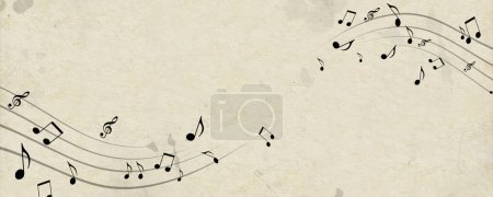 Classic music notes on old textured paper. music background for posters and flyers