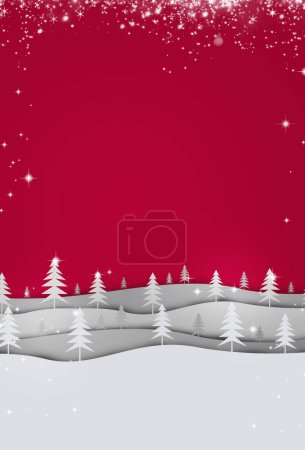 winter holiday christmas greeting bright hills and white trees decoration background