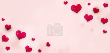 valentine red hearts decoration banner bright holiday banner. holiday background for gift cards and posters