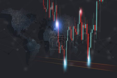 double bottom finance candles chart market. digital finance trading graph background