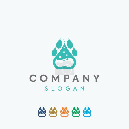 Ilustración de Animal pata laboratorio botella frasco logo diseño veterinario - Imagen libre de derechos