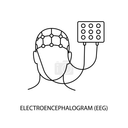 Téléchargez les illustrations : Icône de ligne d'électroencéphalogramme dans le vecteur, électroencéphalographie d'illustration - en licence libre de droit