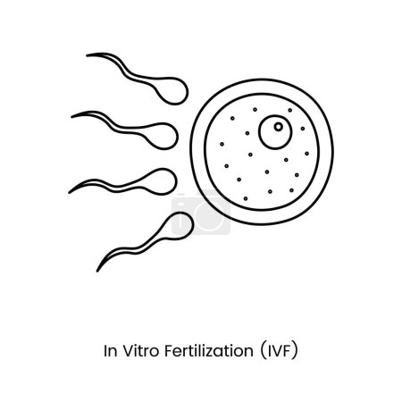 Illustration for The egg is unfertilized and the sperm are an icon line in the vector, artificial insemination illustration. In Vitro Fertilization, IVF - Royalty Free Image