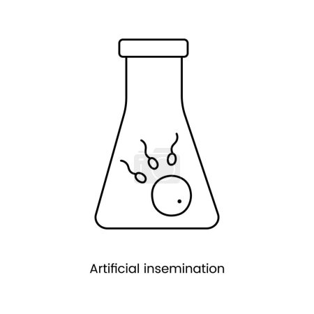 Illustration for Artificial insemination line icon in vector, illustration of flask with sperm and egg - Royalty Free Image
