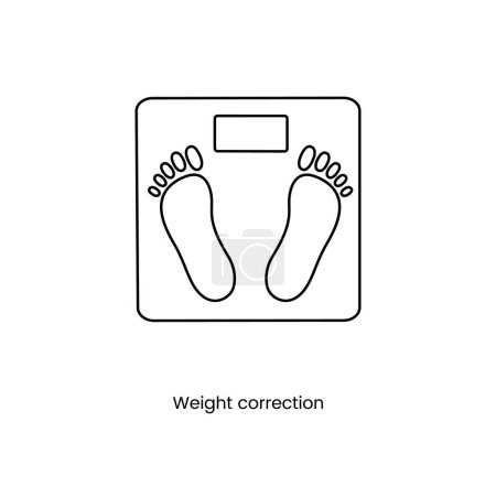 Ilustración de Icono de control de peso básculas de piso línea en vector, ajuste de peso - Imagen libre de derechos