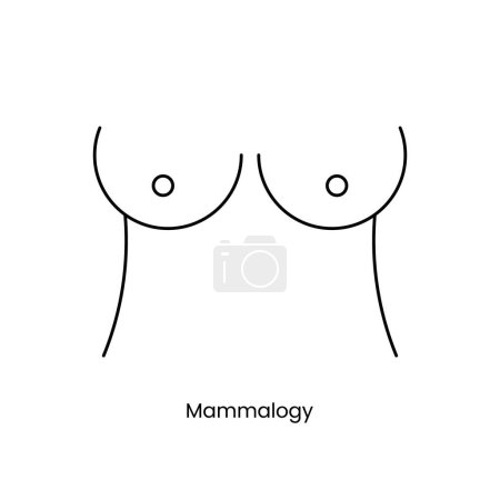 Ilustración de Icono de línea de mamología en el vector, ilustración de las glándulas mamarias de la mujer - Imagen libre de derechos
