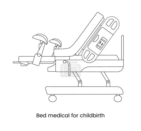 Ilustración de Modernas salas de partos hospitalarios, cama médica para el icono de la línea de parto en vector - Imagen libre de derechos