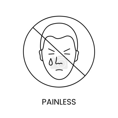 Téléchargez les illustrations : Icône de ligne indolore en vecteur, illustration d'un homme avec douleur sur le visage. - en licence libre de droit