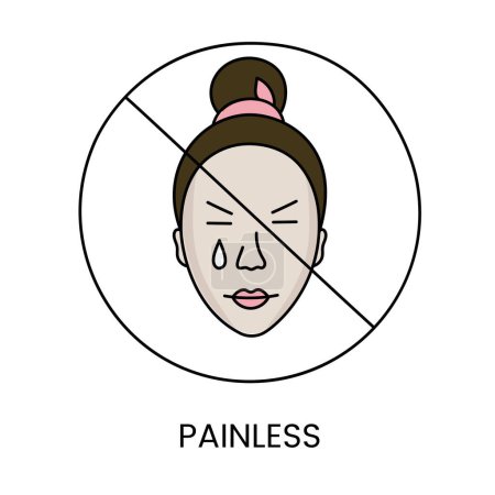 Téléchargez les illustrations : Icône indolore dans le vecteur, illustration d'une femme avec douleur sur le visage - en licence libre de droit
