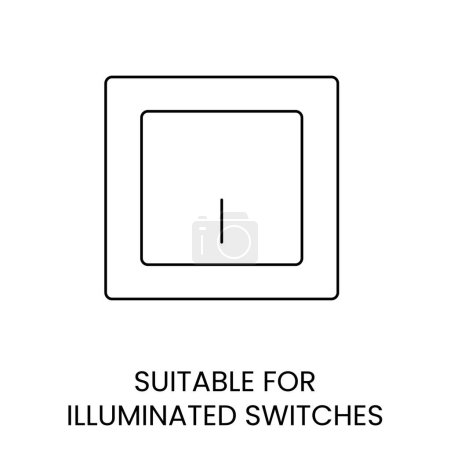 Téléchargez les illustrations : Concept vectoriel d'une icône linéaire, indiquant que la lampe est adaptée à une utilisation avec des interrupteurs éclairés - en licence libre de droit