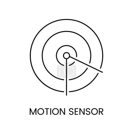 Illustration for Vector line icon depicting a motion sensor, a device that detects movement and triggers corresponding actions. - Royalty Free Image