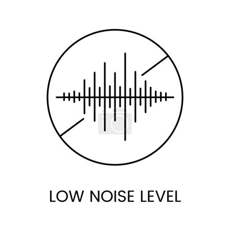 Illustration for Vector line icon representing low noise level, indicating minimal sound emission or disturbance - Royalty Free Image