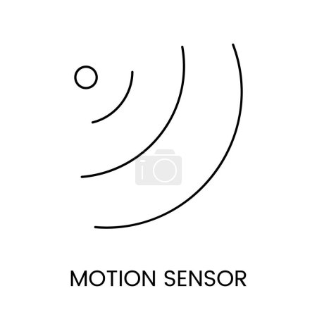Illustration for Vector line icon depicting a motion sensor, a device that detects movement and triggers corresponding actions. - Royalty Free Image