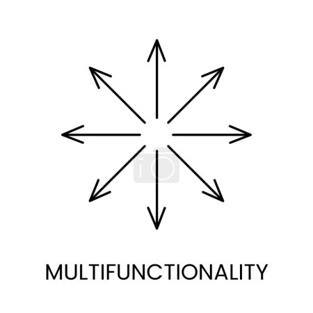 Ilustración de Icono que representa la multifuncionalidad en el estilo de línea vectorial. - Imagen libre de derechos