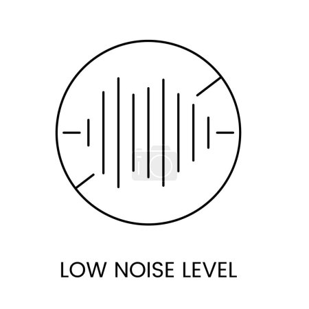 Icono de línea vectorial que representa un bajo nivel de ruido, lo que indica una mínima emisión de sonido o perturbación