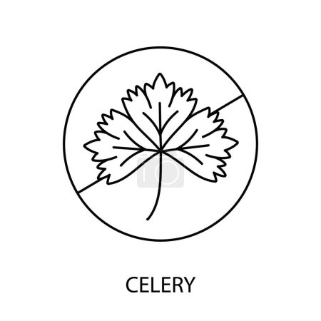Téléchargez les illustrations : Mettre en évidence les réactions allergiques associées au céleri grâce à l'icône vectorielle Celery Line, en sensibilisant les gens aux symptômes potentiels et à l'importance d'éviter le céleri. - en licence libre de droit