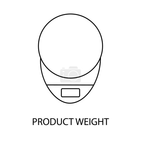 Téléchargez les illustrations : Ligne de poids du produit icône vecteur pour l'emballage alimentaire, balances de cuisine. - en licence libre de droit