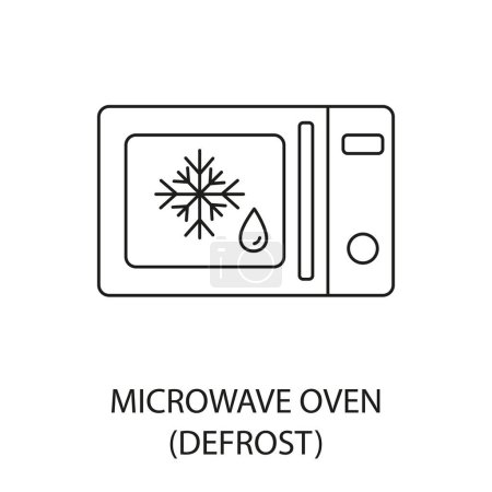 Ilustración de Horno de microondas, descongelar vector icono de línea para las marcas en el embalaje de alimentos. - Imagen libre de derechos