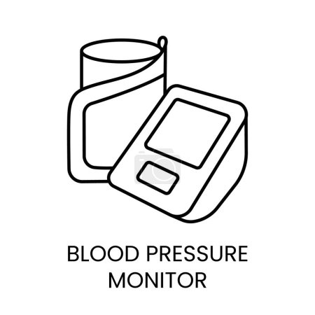 Téléchargez les illustrations : Icône vectorielle de ligne de moniteur de pression artérielle sur le thème du diabète pour les applications médicales et les sites Web. - en licence libre de droit