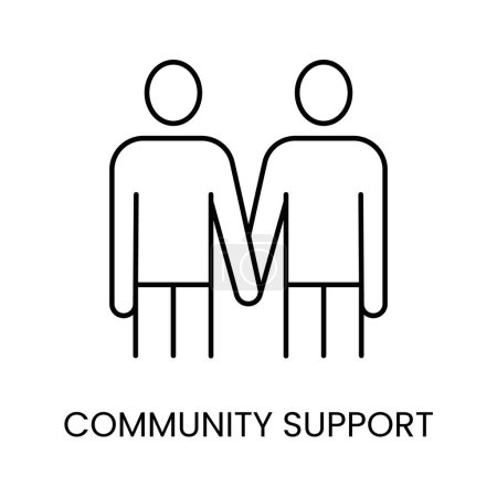 Illustration for Community support line icon vector on diabetes theme for medical applications and websites. - Royalty Free Image