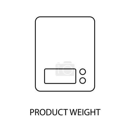 Téléchargez les illustrations : Ligne de poids du produit icône vecteur pour l'emballage alimentaire, balances de cuisine. - en licence libre de droit