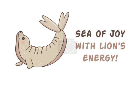 Téléchargez les illustrations : Otarie illustration d'un animal marin mignon, habitant de l'océan. - en licence libre de droit