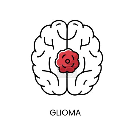 Illustration for Cancer glioma line icon vector cancer malignant disease. - Royalty Free Image