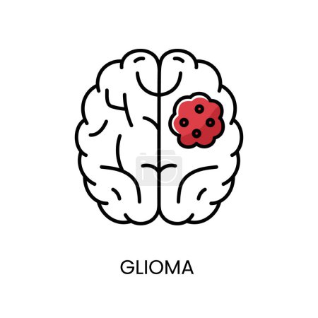 Illustration for Cancer glioma line icon vector cancer malignant disease. - Royalty Free Image