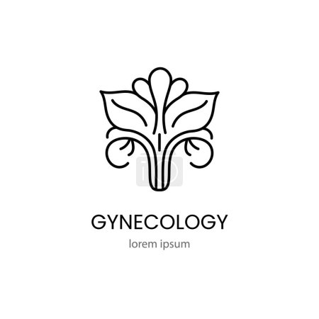 Ilustración de Logo ginecología flor en la forma del sistema reproductivo femenino para las mujeres centros médicos de salud. - Imagen libre de derechos