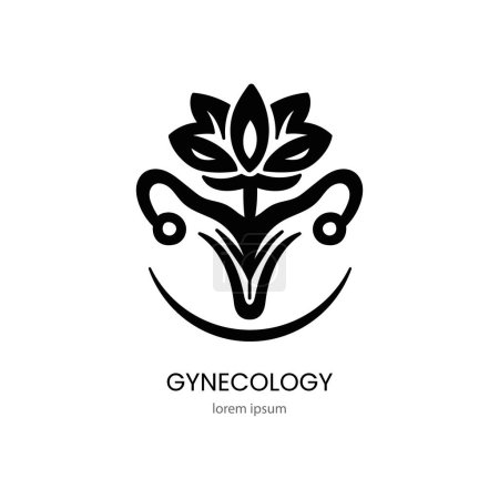 Téléchargez les illustrations : Logo gynécologie fleur en forme du système reproducteur féminin pour les centres médicaux de santé des femmes. - en licence libre de droit