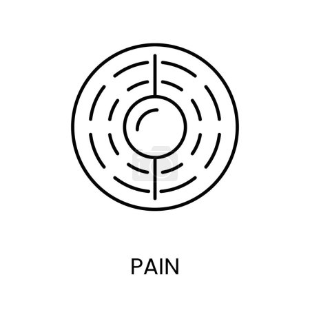 Illustration for Pain vector line icon showing discomfort. - Royalty Free Image