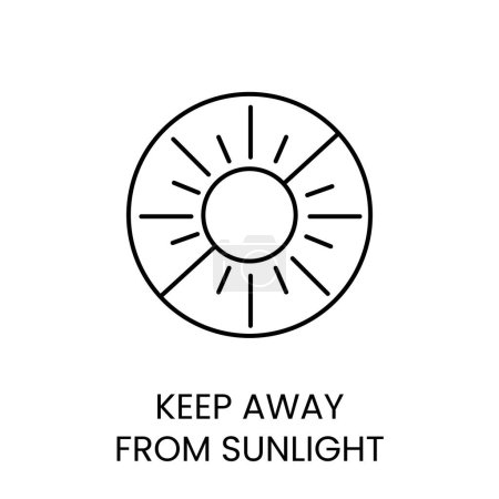 Illustration for Keep away from sunlight line icon in vector with editable stroke for packaging. - Royalty Free Image