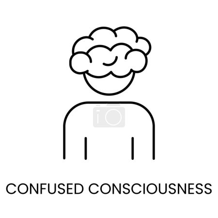 Illustration for Diabetes Symptom Vague Consciousness Line Vector Icon with Editable Stroke. - Royalty Free Image