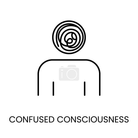 Illustration for Diabetes Symptom Vague Consciousness Line Vector Icon with Editable Stroke. - Royalty Free Image