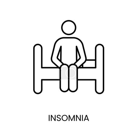 Diabetes symptom Insomnia line vector icon with editable stroke.
