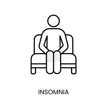 Diabetes symptom Insomnia line vector icon with editable stroke.