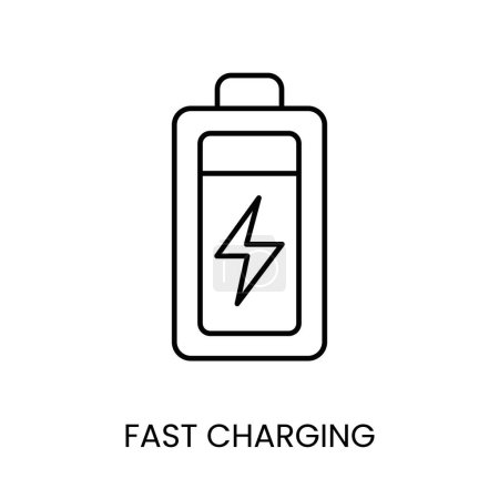 Fast charging vector line icon with editable stroke, for packaging.