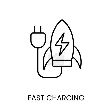 Fast charging vector line icon with editable stroke, for packaging.