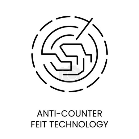 Anti counterfeiting technology vector line icon with editable stroke, for packaging.