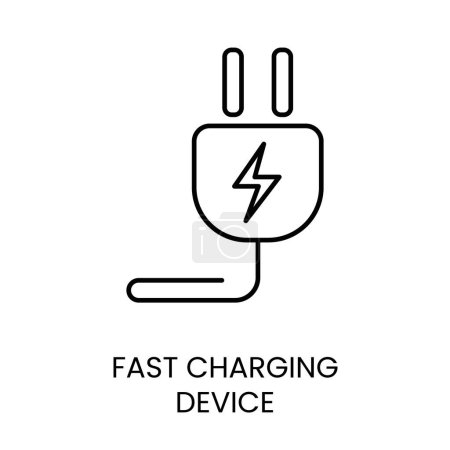 Fast charger for electronics vector line icon with editable stroke, for packaging.