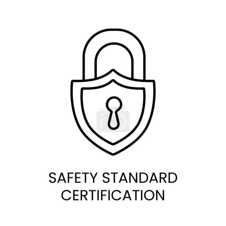 Ilustración de Estándares de seguridad Icono de línea vectorial de certificación con carrera editable, para embalaje. - Imagen libre de derechos